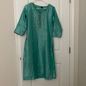 Art silk Salwar suit with front work , no dupatta